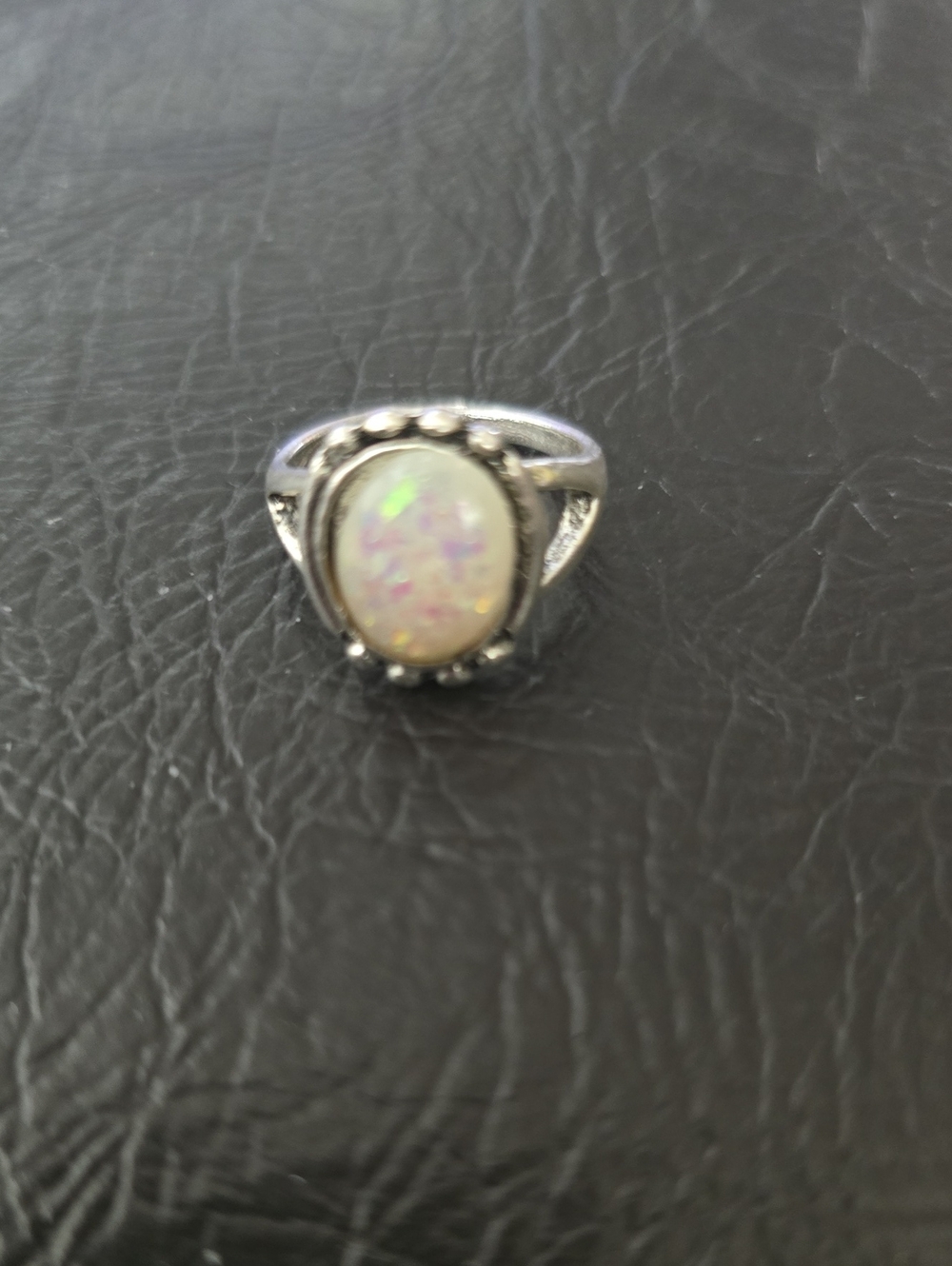 5pc Opal Look Ring Lot Silver Tone Boho Vintage Style Statement Rings - Picture 7 of 7